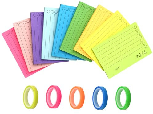 Tragbare Haftnotizen und Klebeband-Set - Post It Notes Haftnotizen enthält 9 bunte Haftnotizblöcke und 5 hochwertige Klebebänder | Unverzichtbare Büroutensilien für mühelose Organisation