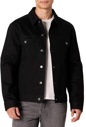 Amazon Essentials Veste en Denim Coupe Classique à Faible Élasticité Homme, Noir, XL