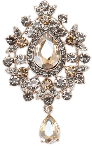 Qiwenr Broche Cristal, Broche de Mode Pour Femmes, Broches Cristal Vintage Élégant et Unique, Adapté aux Robes, Pulls et Décorations de Vestes