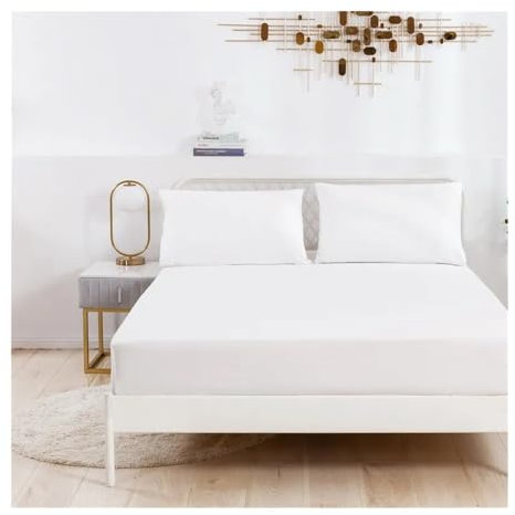 FOVAOK Drap-housse brossé confortable pour décoration de chambre à coucher, couleur unie, jupe de lit, housse de lit douce pour les États-Unis, l'Asie et l'Europe (blanc, 160 x 200 cm x 35 cm)