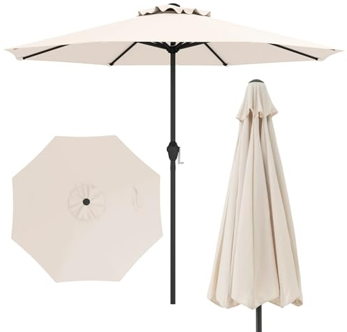 COSTWAY Garden Parasol, Waterproof Vented Top Patio Umbrella, Outdoor Sun Protection Market Table Canopy Umbrella for Lawn Terrace Beach Backyard BBQ (White, 2.5m)