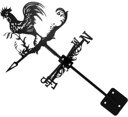 Didiseaon Girouette Coq en Fer 3D Décoration De Jardin Patio Et Pelouse Indicateur Direction du Vent Toiture Extérieur Style Européen