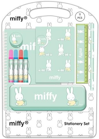 MIFFY BUDDY - Set d'écriture, trousse cadeau, trousse métallique, trousse pour enfant, idéal pour enfants, confortable et polyvalent, qualité et résistance, 27 x 3 x 37,5 cm, Beige pastel, M
