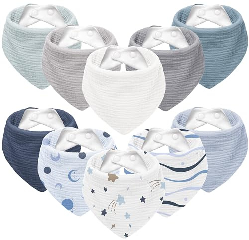 Susurration Lätzchen Baby Dreieckstuch Musselin Halstuch Baby für Junge und Mädchen,Halstuch Sabberlätzchen Baby Verstellbare 10 Stück