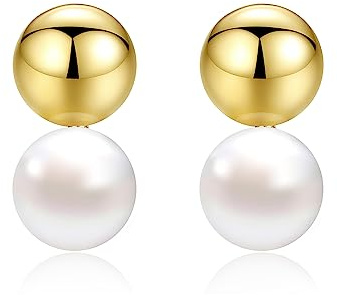 Goldperlenohrringe für Frauen, Statement, schlichter Tropfen, baumelnder Süßwasser-Ohrstecker, Brautschmuck mit kleinen Perlen für Frauen