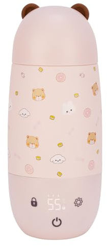 Tragbarer Flaschenwärmer Baby, 500ml Babyflaschenwärmer mit intelligenter Temperaturregelung, Schnelles Aufheizen, 37 Bis 55 Grad Einstellbar Flaschenwärmer für Daheim/Reise
