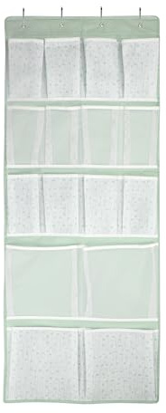 16 Pockets - Over Door Hanging Organiser with 4 Kinds Pouches,Back of Door Bathroom Hanging Shelves Holder for Shoes,Sock,Hat,Underwear,Travel Outfit,Space-saving Storage Organization for Home,Dorm,RV