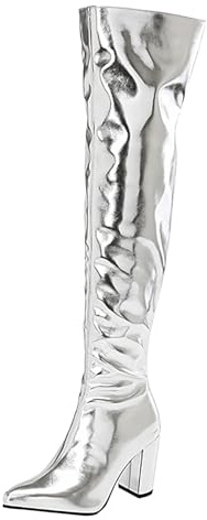 Allbestop Cuissarde Femme, La Modeuse-Bottes, Cuissardes Mi-Hautes en Suédine Bottes Longues pour Femme Bottes Talon Haut Sexy Chaussures Talon Cuir pour Femmes