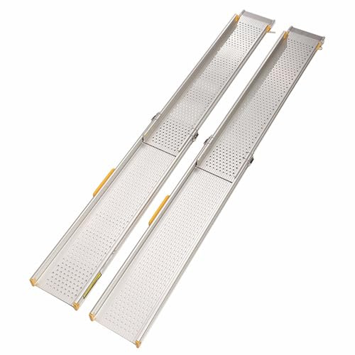 Tragbare Rollstuhlrampe, Tragkraft 600 lbs, verstellbare Aluminiumrampe für Stufen, Treppen und Bordsteine(153cm/5ft)