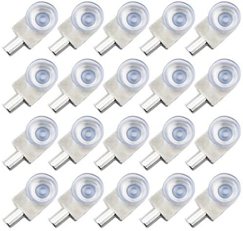 ApexPine 20 Pcs 5mm Zinc Alloy Shelf Support Pegs with Silicone Pads | 20 pack 5mm shelf support pegs, zinc alloy with silicone non-slip pads, for cabinet bookcase glass shelf holder