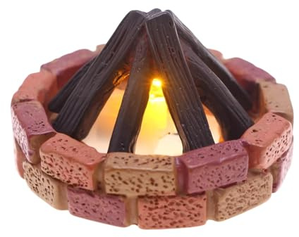 Fenteer Miniatur-Lagerfeuer für Puppenhäuser, beleuchtete Dekoration, Puppenhaus-Accessoire mit LED für die Außendekoration