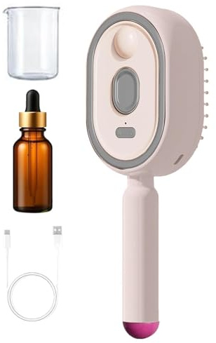 Cepillo de vapor para el cabello, peine recargable para mujer, diseño desenredante con taza medidora de , alisador de cabello para viajes diarios, herramienta de alisado para estilos gruesos y