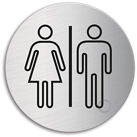 Cartello - Toilette Donne Uomini | Targhette Targa Acciaio Inox Ø 100 mm autoadesivo | Ofform Design Originale No.7528