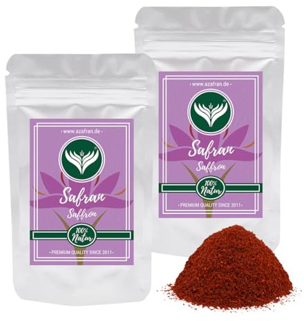 Azafran Safran Pulver, Premium Safranpulver (gemahlen) für Tee, Reis (Risotto), Paella 10g