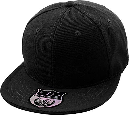 KBETHOS KNW-2364 BLK (7 3/4) The Real Original Fitted Flat-Bill Hats True-Fit, 9 Sizes & 20 Colors