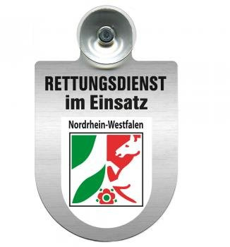 Einsatzschild Windschutzscheibe incl. Saugnapf - Rettungsdienst im Einsatz - incl. Wappen nach Wahl - 309354 Farbe Region Nordrhein-Westfalen