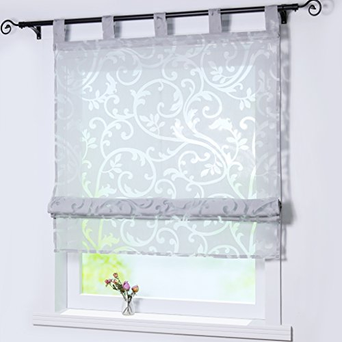 Joyswahl Raffrollo Ausbrenner Raffgardinen mit Schlaufen »Jessica« Gardinen BxH 80x140cm Grau 1er Pack