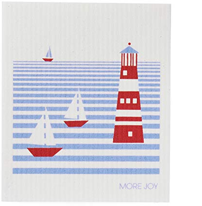 More Joy - Swedish Dishcloth - Schwedische Spültuch - Schwamm - biologisch abbaubar - Öko - Langlebig, Waschbar - (Leuchtturm)