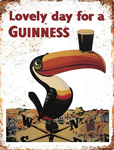 BigBazza Novelty Retro Vintage Wall tin Plaque 20x15cm - Ideal for Pub shed Bar Office Man Cave Home Bedroom Dining Room Kitchen Gift - Guinness Drink Beer Ale Stout Toucan Bird Metal Sign