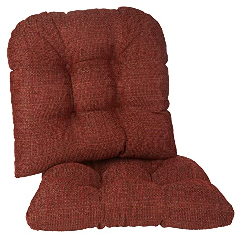 Klear Vu Gripper Overstuffed Universal Non-Slip Dining Chair Cushions for Kitchen Decor or Office Use, U-Shaped Skid-Proof Seat Pad, 17x17 Inches, 2 Count (Pack of 1), Honeycomb Red