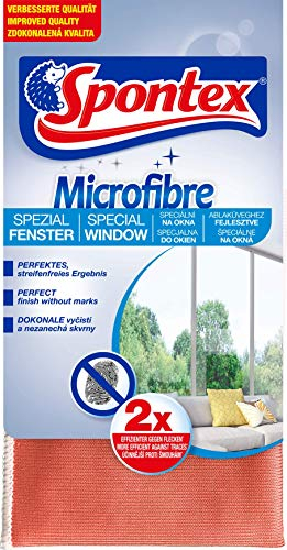 Spontex Microfibre - Panno speciale per finestra, in microfibra, ideale per superfici in vetro senza aloni, pulizia efficiente senza sostanze chimiche, 35 x 35 cm, confezione da 1