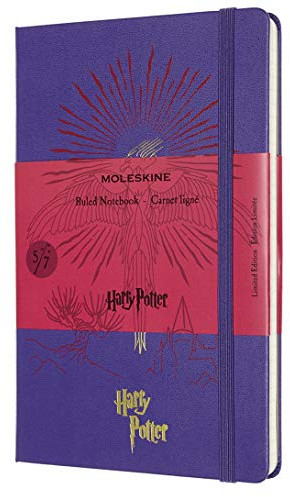 Moleskine - Harry Potter Limited Edition Notizbuch, Linierte Seiten, 5/7 Phönix Edition, Hardcover mit thematischen Grafiken und Details, Größe 13 x 21 cm, Geranium-Violett, 240 Seiten