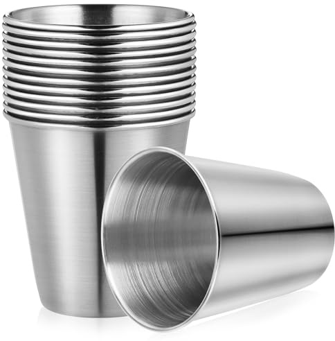 NUOBESTY 12pcs Stainless Steel Shot Glasses Dipping Sauce Dishes Bowls Vessel Drinking Cup Barware Stainless Steel Cups for Home Party Camping(70ml)
