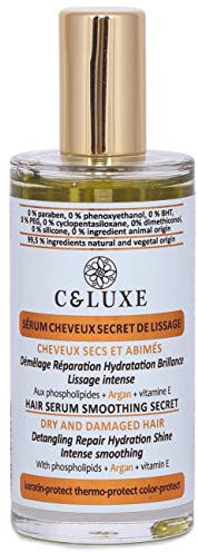 Sérum Lissant Cheveux Secs et Abîmés, Thermoprotecteur - Hydratation & Réparation Intense Argan, Kératine protect, Phospholipides, Vegan, Sans Silicone - Spray 50ml
