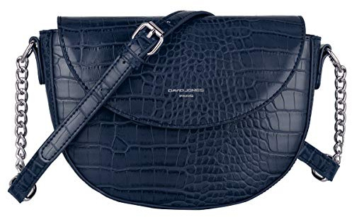 David Jones - Damen Kleine Krokodil Umhängetasche - Schultertasche Halbe Runde Halbmond PU Leder - Crossbody Bag Kroko Tasche Frau - Elegante Handtasche Abendtasche - Modisch Alltag - Blau