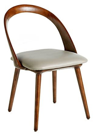 Angel Cerdá – Chaise de Salle à Manger Rembourrée en Similicuir Vison | Chaises de Salle à Manger Modernes, Design Minimaliste | 53 x 59 x 78 cm, Pieds en Bois de Frêne Couleur Noyer | Confortable