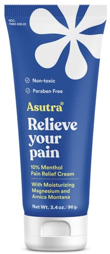 ASUTRA Muscle Pain Relief Cream, Cooling Menthol with Moisturizing Magnesium and Arnica Montana Oil, 3.4 oz