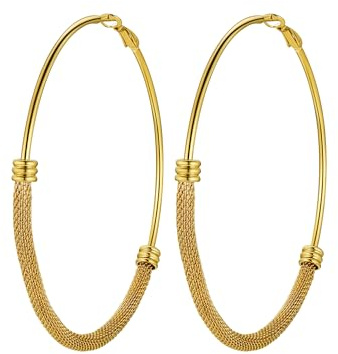 PROSTEEL 80mm große Runde Ohrringe für Damen Mädchen 18k vergoldet einzigartiges Design Creolen Hoop Ohrringe Hoop Earrings trendige Kreolen Schmuck Accessoire