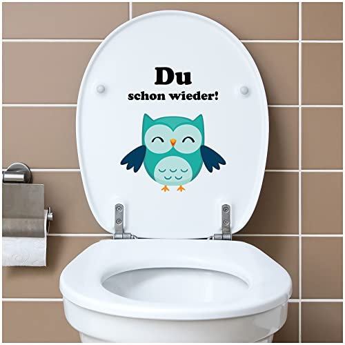 Deko Aufkleber WC Deckel Toilettendeckel Bad Badezimmer Klo Funsticker Toilettensitz Klodeckel lustiger Spruch selbstklebend (R173-06 Du schon wieder – Eule)