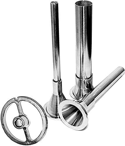 WolfCut Inox Wurstfüller - Set (3 Füllrohre + Führungsscheibe) kompatibel mit Fleischwolf REWEBO RF12 Metzgerqualität