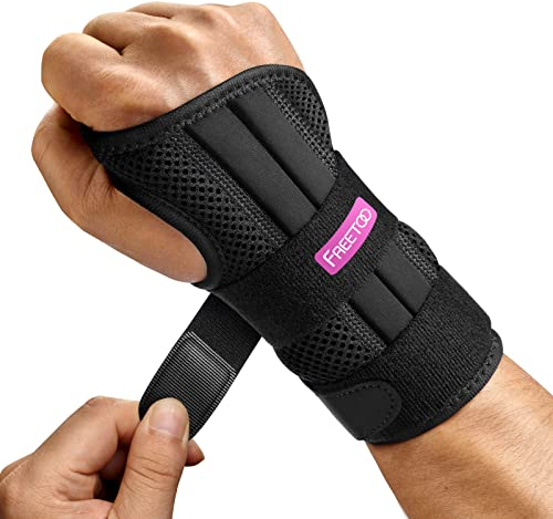 FREETOO Arzt Genehmigte Handgelenk Bandage mit 3 Schienen,Verstellbare Tag-Nacht-Handgelenkbandage für Männer Frauen,Bandage Handgelenk für Arthritis, Sehnenentzündung, Verstauchung, Sportschutz