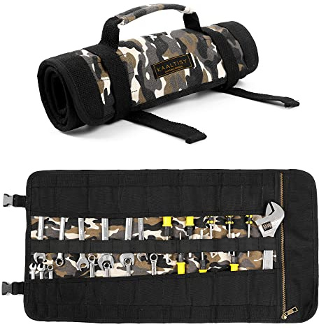 Werkzeug-Organizer, Robust 16oz gewachstes Segeltuch, Mehrzweck-Werkzeugtasche, 23 Taschen & 2 verstellbare Schnallen, Tragbare Werkzeugrolle | 66cmx33cmkzeugrolle | 66cmx33cm