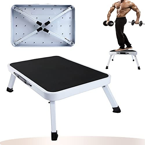 Folding Small Step Stool for Outdoor Bathroom Kitchen,Portable Step Ladder with 4 Safety Button & Anti-slip Feet Mat,Easy to Store,Collapsible Stool for Adults, Max 150kg Capacity