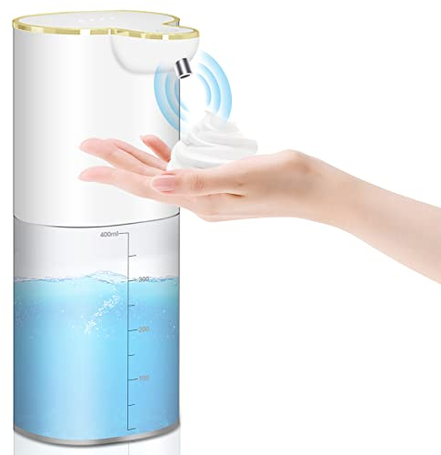 Automatische Seifenspender, 400ml berührungslose Schaumseife Hand Seifenspender, IPX5 wasserdicht, Tisch/Wand montiert, Sensor Seifenspender für Küche, Badezimmer (1 Pack) Transparent