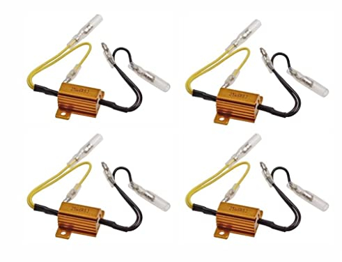 Streetparts24 4x Motorrad Lastwiderstand 12V 25W LED Mini Blinker Adapter Kabel Set passend für Roller, Scooter, Moped, Mofa, ATV, Quad, Motorroller