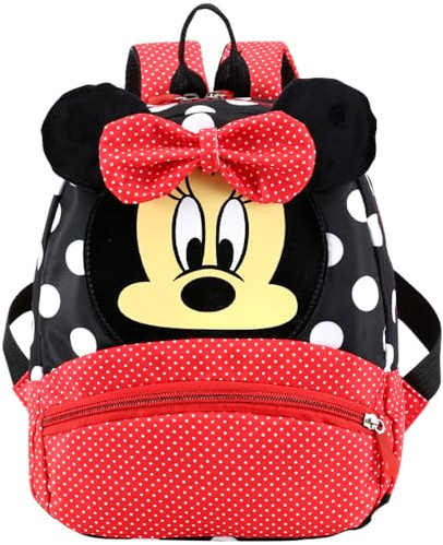 Minniiel Kinderrucksäcke, Minniie Rucksack Cartoon Kinderrucksäcke Kindergarten-Rucksack Anime Schultaschen Wasserdicht Daypack Kindergartenrucksack für Kinder Schule Reisetasche Kindergarten（Rot）