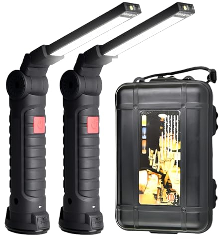LED Lampada Da Lavoro,2 Pezzi Lampada Da Lavoro LED Ricaricabile,Lampade Di Ispezione,Lampada Magnetica Portatile Luce Da Lavoro Per Garage,Campeggio,Emergenza,Riparazione Auto