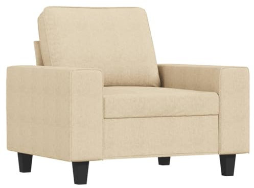 vidaXL Sessel, Sofa Relaxsessel mit gepolstertem Sitz Armlehnen, Fernsehsessel Loungesessel mit Metallgestell, Polstersessel Ruhesessel, Creme Stoff