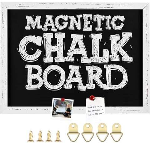 Okydoky Magnetische Kreidetafel mit Holzrahmen, Schreiben mit Kreide, Magnetsammelbrett, Holzrahmen aus Kiefernholz,45 * 60cm, HB-WH-4560