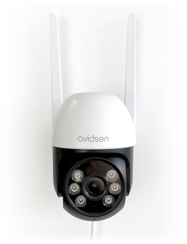 Avidsen - Cámara de Seguridad HomeCam Full HD 2K Exterior motorizada 360° conectada WiFi aplicación Gratuita en casa visión Nocturna detección de Movimiento, iluminación Sirene integrada 127154