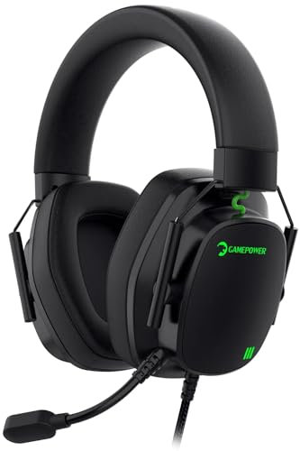 GAMEPOWER Kai X Gaming Headset mit Mikrofon, für PS4 PS5 One PC Switch Kompatibel, kabelgebundene Kopfhörer, 50mm Lautsprecher, Magnetic Soft PU und Cooling Pad, 3,5 mm Klinke
