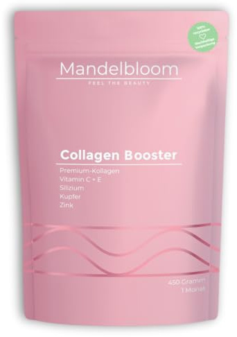 MANDELBLOOM Collagen-Booster [450g] Geschmacksneutral • perfekte Löslichkeit • Peptide Typ 1+3 • Premium Kollagen • Kollagenhydrolysat • mit Vitaminen für optimale Bioverfügbakeit • Made in Germany