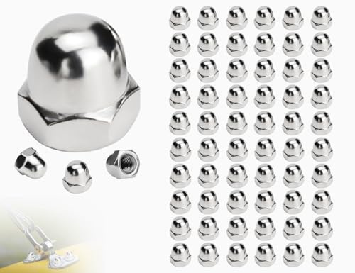 Lhbwhiz 60 Stück M6 Hutmuttern Set,Hochwertige Edelstahl Kappenmuttern,M6 hohe Form Sechskant Muttern,Hutmuttern für Schrauben,Gewindebolzen,Gewindestangen