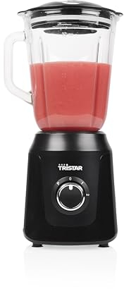 Tristar Standmixer, 1 L Mixbehälter aus Glas, 2 Geschwindigkeitsstufen, Pulsfunktion zum Zerkleinern von Eis, spülmaschinenfeste Teile, schwarz, 350 W, Smoothie Maker BL-4482