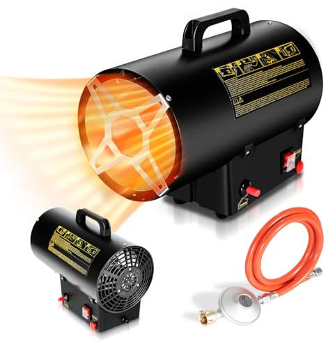 Eulenke 15 kW Termoventilatore a gas Termoventilatore a gas Flusso d'aria 320 m³/h, Termoventilatore a gas incluso Tubo del gas & Riduttore di pressione, Generatore di aria calda Generatore di aria