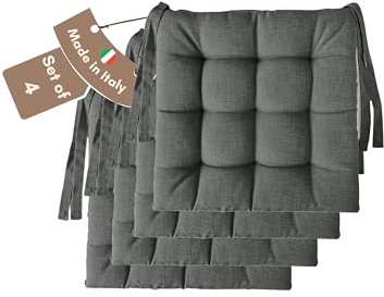 Il Tuo Artigiano Design Set 4 o 6 Cuscini per Sedie da Cucina Made in Italy - Cuscini Sedie Cucina set da 6 40x40 cm spessore 6 cm - Imbottiture in Spugna e morbido acrilico (4, Grigio)